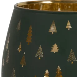 Fabrique de Styles Photophore en verre vert et doré h12cm - Sapin* Photophores, Bougeoirs Et Lanternes