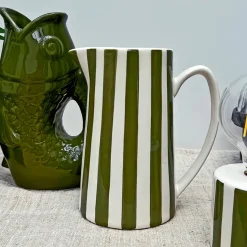 Fabrique de Styles Pichet en céramique rayé blanc et 1L* Carafes Et Pichets
