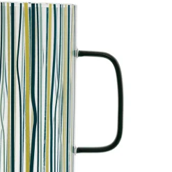 Fabrique de Styles Pichet rayé bleu, vert et jaune 1l en verre -belle vie* Carafes Et Pichets