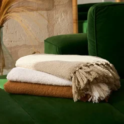 Fabrique de Styles Plaid avec franges en tissu 150x130cm - Klosen* Plaids