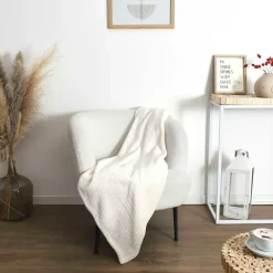 Fabrique de Styles Plaid nid abeille crème 120x150cm* Plaids