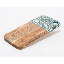 Fabrique de Styles Planche en bois de manguier et bleu 35x17cm - Imany* Planches À Découper