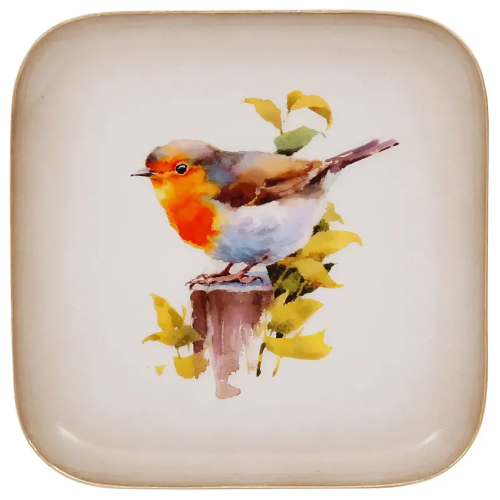 Fabrique de Styles Plateau carré en fer 16x16cm - Rouge-Gorge* Plateaux