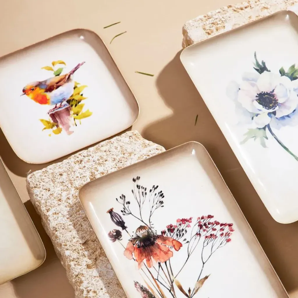 Fabrique de Styles Plateau carré en fer 16x16cm - Rouge-Gorge* Plateaux