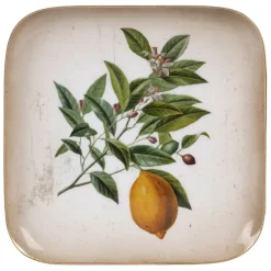 Fabrique de Styles Plateau citronnier en fer vert et jaune 16x16cm - Botanique* Plateaux