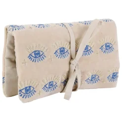 Fabrique de Styles Pochette à bijoux de voyage creme oeil en velours coton 20x24cm* Pochettes Et Housses