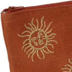 Fabrique de Styles Pochette brodée en coton terracotta et doré - Allegra* Pochettes Et Housses