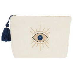 Fabrique de Styles Pochette œil en coton blanc et bleu - Greeka* Pochettes Et Housses