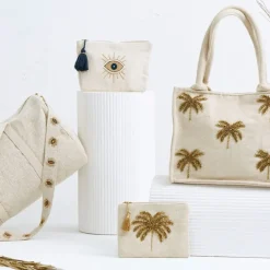 Fabrique de Styles Pochette œil en coton blanc et bleu - Greeka* Pochettes Et Housses