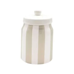 Fabrique de Styles Pot avec couvercle en dolomite rayé et blanc* Pots Et Bocaux