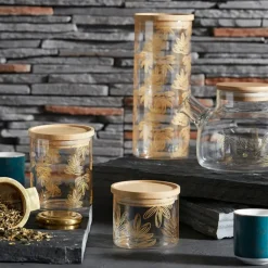 Fabrique de Styles Pot Flaural en verre avec couvercle en bambou D9.5Xh21Cm (grand modèle)* Pots Et Bocaux