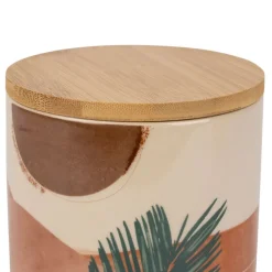 Fabrique de Styles Pots x2 et vert en porcelaine avec couvercle en bambou - sweet leaves* Pots Et Bocaux