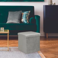 Fabrique de Styles Pouf coffre pliable en velours côtelé - Julia* Poufs Et Tabourets