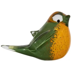 Fabrique de Styles Presse papier moineau en verre vert et jaune - Serin* Petits Objets Déco