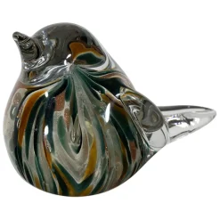 Fabrique de Styles Presse papier moineau en verre émeraude et doré - Serin* Petits Objets Déco