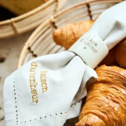 Fabrique de Styles Rond de serviette papa en grès moucheté d3cm* Serviettes De Table