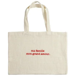 Fabrique de Styles Sac grand amour en coton écru et rouge - Famille* Sacs Et Cabas