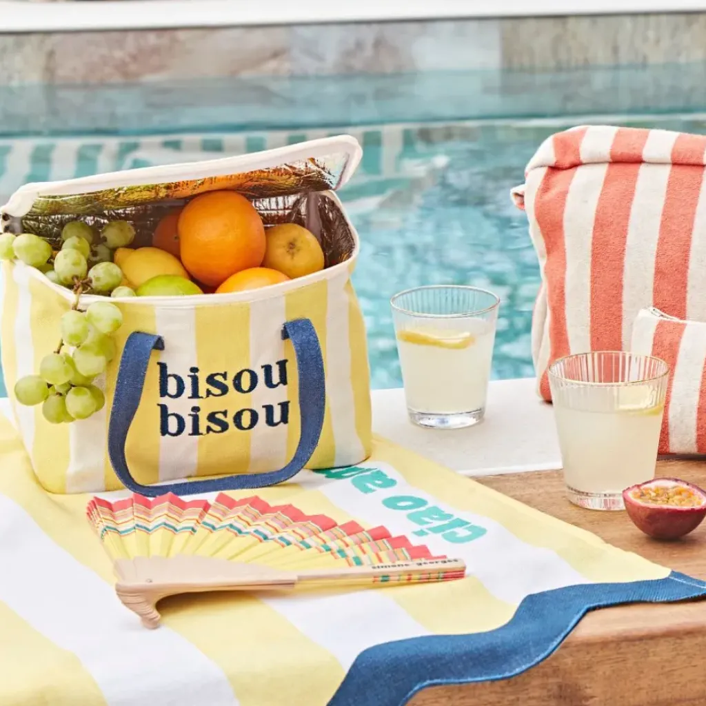 Fabrique de Styles Sac isotherme en coton rayé jaune et bleu - Medi* Sacs