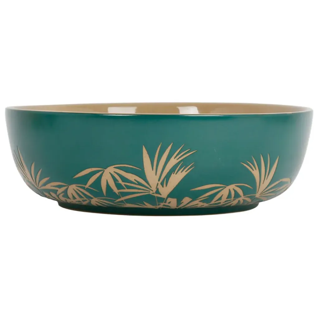 Fabrique de Styles Saladier en grès feuilles émeraude d25cm - sweet leaves* Plats Et Saladiers