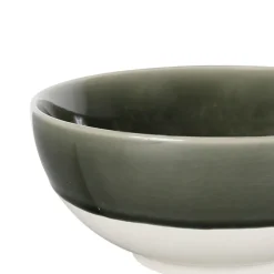 Fabrique de Styles Saladier en grès vert de gris et blanc - Crakel* Plats Et Saladiers