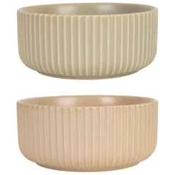 Fabrique de Styles Saladier x2 en grès nude et amande d16cm - Sweet Leaves* Plats Et Saladiers