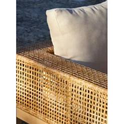 Fabrique de Styles Salon de jardin 4 places en cannage et acacia brossé et coussins beige - Olinda*Enfant Salons De Jardin|Jardin