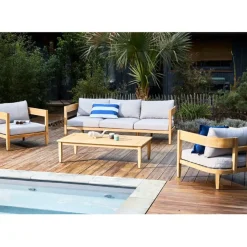 Fabrique de Styles Salon de jardin en acacia naturel et gris - Borneo*Enfant Salons De Jardin|Jardin