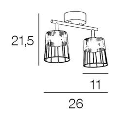 Fabrique de Styles Spot 2 lumières en metal et rotin tresse h23cm noir - indah* Suspensions