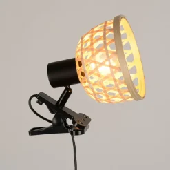 Fabrique de Styles Spot à pince en métal et bambou h15cm noir - kami* Suspensions