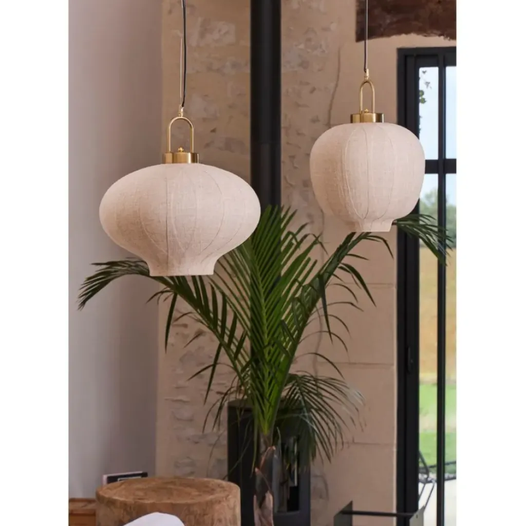 Fabrique de Styles Suspension en lin et doré d35cm - Calypso* Suspensions
