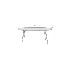 Fabrique de Styles Table à manger ovale en noyer plaqué et métal doré 180x90cm - Denise* Table De Salle À Manger