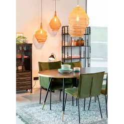 Fabrique de Styles Table à manger ovale en noyer plaqué et métal doré 180x90cm - Denise* Table De Salle À Manger