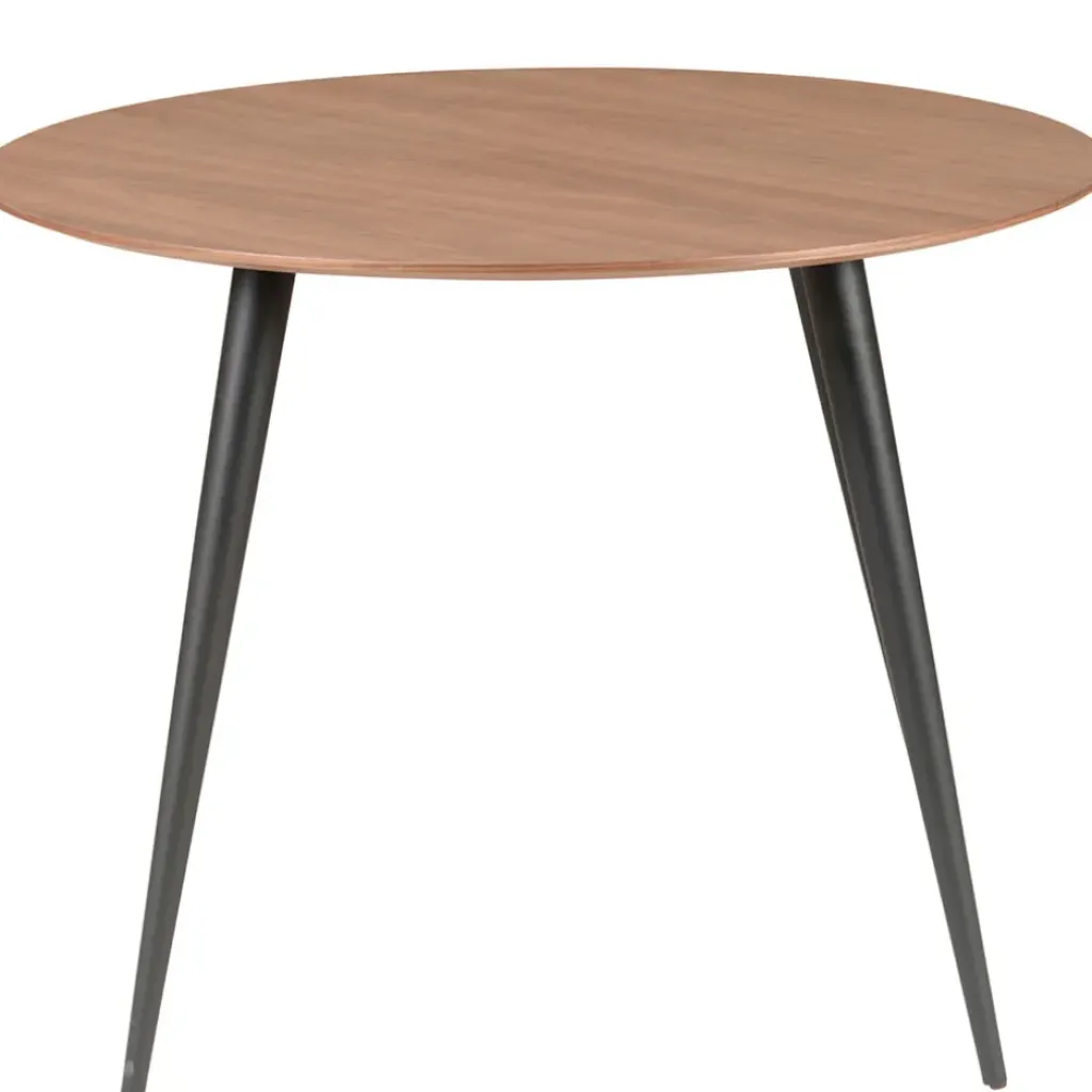 Fabrique de Styles Table à manger ronde en noyer et pieds hêtre noir d100cm - Caly* Table De Salle À Manger