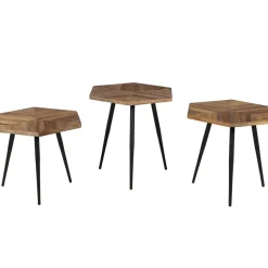 Fabrique de Styles Table basse gigogne (lot de 3) en teck et métal - Woody* Table Basses