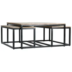 Fabrique de Styles Table basse gigogne (lot de 3) en manguier et fer noir -Noe* Table Basses