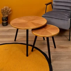 Fabrique de Styles Table basse gigogne ronde (lot de 2) en pin - Faya* Table Basses