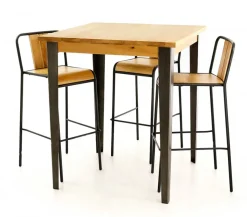 Fabrique de Styles Table de bar carrée en chêne massif et pieds acier 90x90 cm - Manny* Tables Hautes