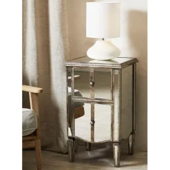 Fabrique de Styles Table de chevet baroque en bois et miroir 2 tiroirs - Bois miroir* Tables De Chevet