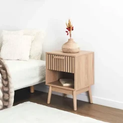 Fabrique de Styles Table de chevet en pin naturel 1 tiroir - Kara* Tables De Chevet