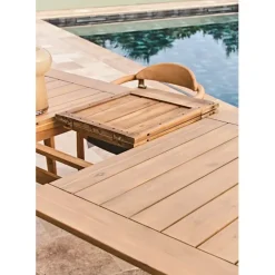 Fabrique de Styles Table de jardin avec rallonge en acacia naturel 180-200x100cm - Cirina*Enfant Tables De Jardin|Jardin