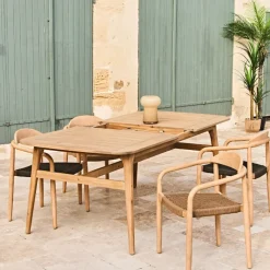 Fabrique de Styles Table de jardin avec rallonge en acacia naturel 180-200x100cm - Cirina*Enfant Tables De Jardin|Jardin