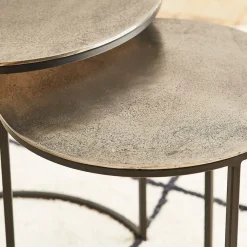 Fabrique de Styles Table d'appoint gigogne (x2) en fer argent - Felia* Bouts De Canapé Et Tables D'appoint