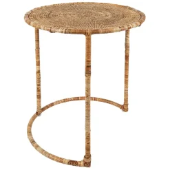 Fabrique de Styles Table gigogne rond par 2 en fer et rotin 50x50cm - Pasil* Bouts De Canapé Et Tables D'appoint