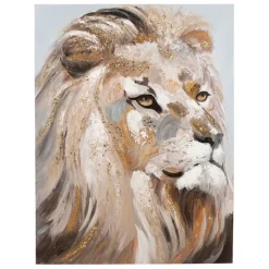 Fabrique de Styles Tableau lion en toile et pin 90x120cm - Animal* Tableaux Et Toiles
