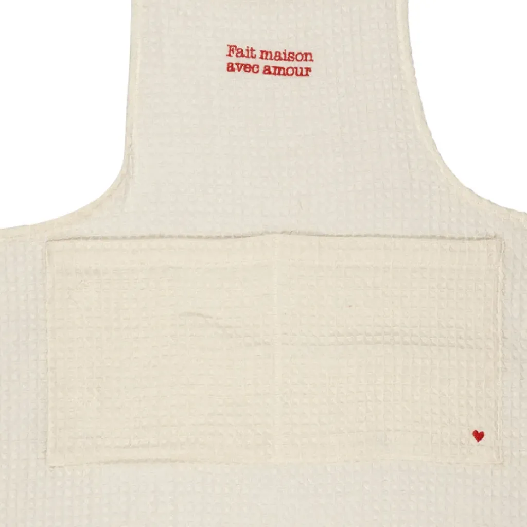 Fabrique de Styles Tablier en coton écru et rouge - Famille* Torchons, Tabliers Et Maniques