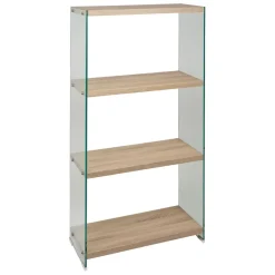 Fabrique de Styles Étagère 3 niveaux en verre trempé et bois h165cm - Adela* Bibliothèques Et Étagères