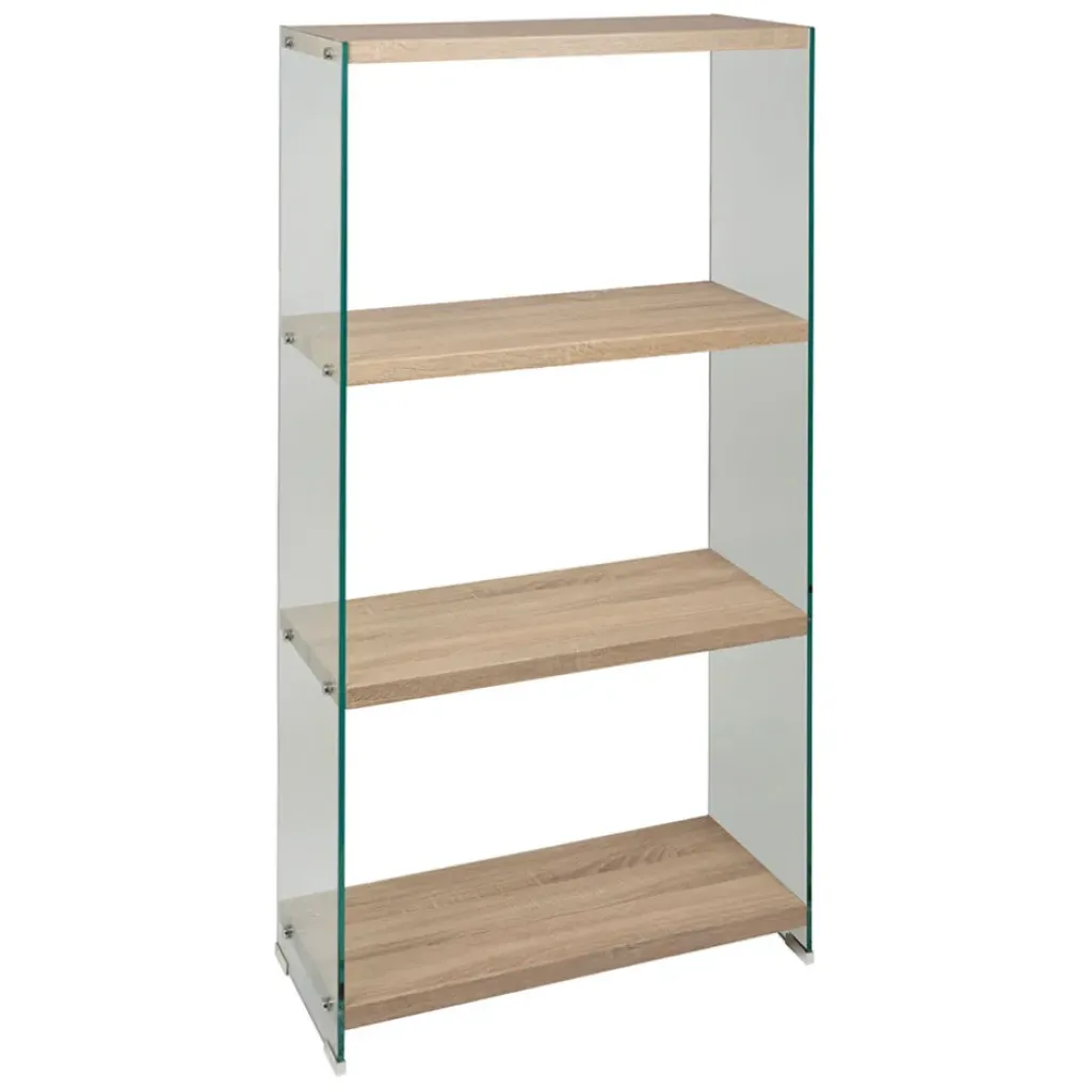 Fabrique de Styles Étagère 3 niveaux en verre trempé et bois h165cm - Adela* Bibliothèques Et Étagères