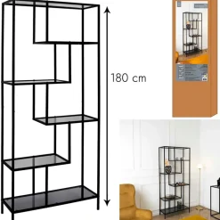 Fabrique de Styles Étagère en métal verre fumé h180cm - Edgard* Bibliothèques Et Étagères
