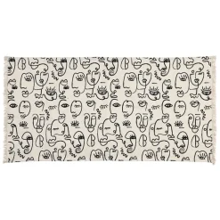 Fabrique de Styles Tapis visage écru et noir 140x70cm - terre brulée* Tapis