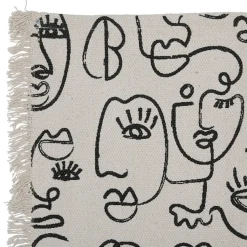 Fabrique de Styles Tapis visage écru et noir 140x70cm - terre brulée* Tapis